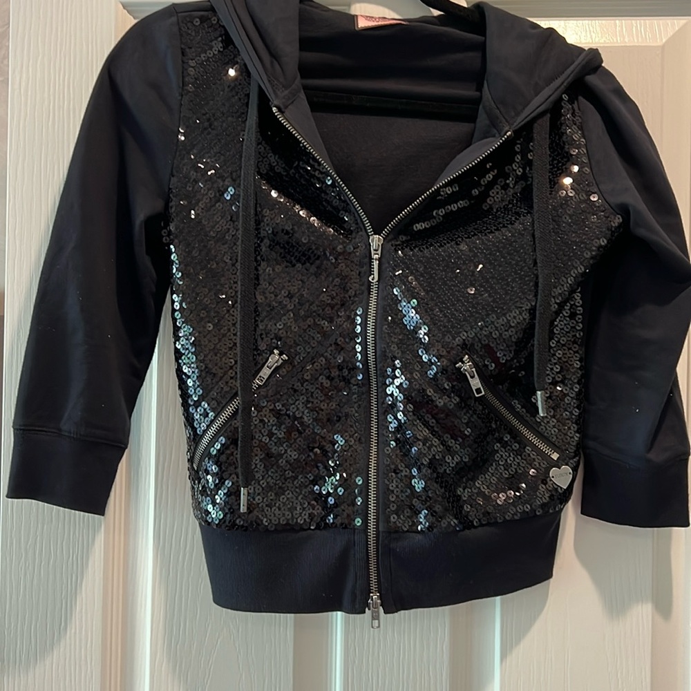 juicy couture black sequined hoodie